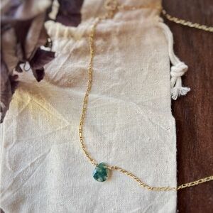 Reiki infused Moss Agate 14k Gold Fill chain